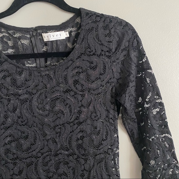 Velvet by Graham and Spencer Womens Black Floral Lace Lined Mini Dress Size S - Picture 3 of 8